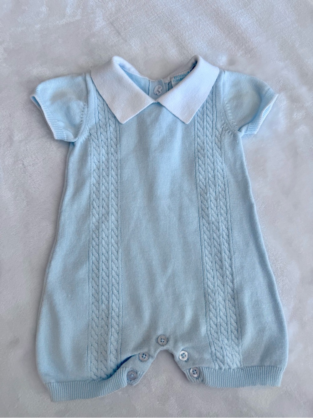 Edgehill Collection Short-Sleeve Blue Collared One-Piece (size 3M)
